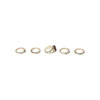 5-Piece Goldtone & -Stone Ring Set