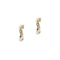 Goldtone & Faux-Pearl Twisted Hoop Earrings