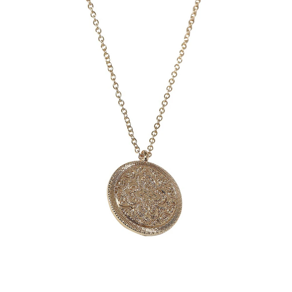 Goldtone Medallion Pendant Necklace