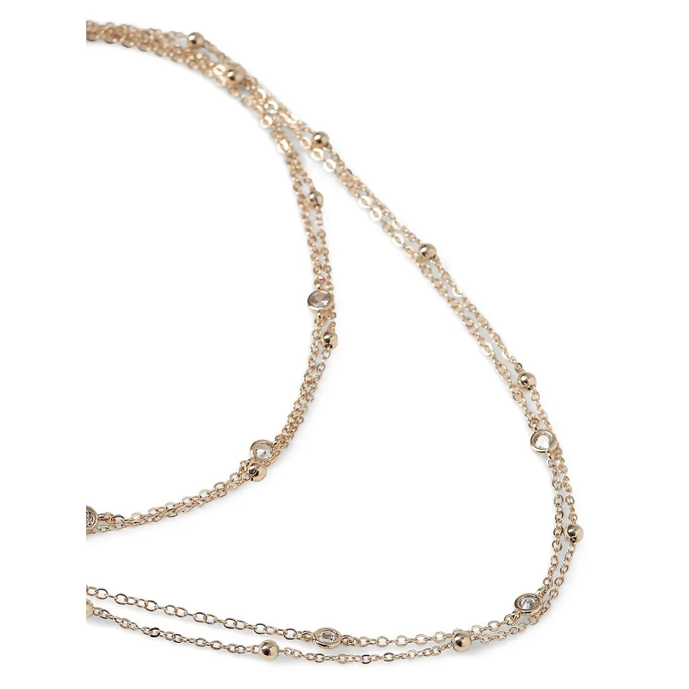 Goldtone & Cubic Zirconia Multirow Necklace