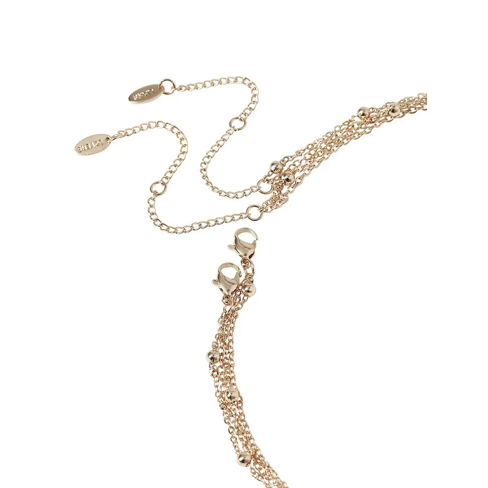 Goldtone & Cubic Zirconia Multirow Necklace