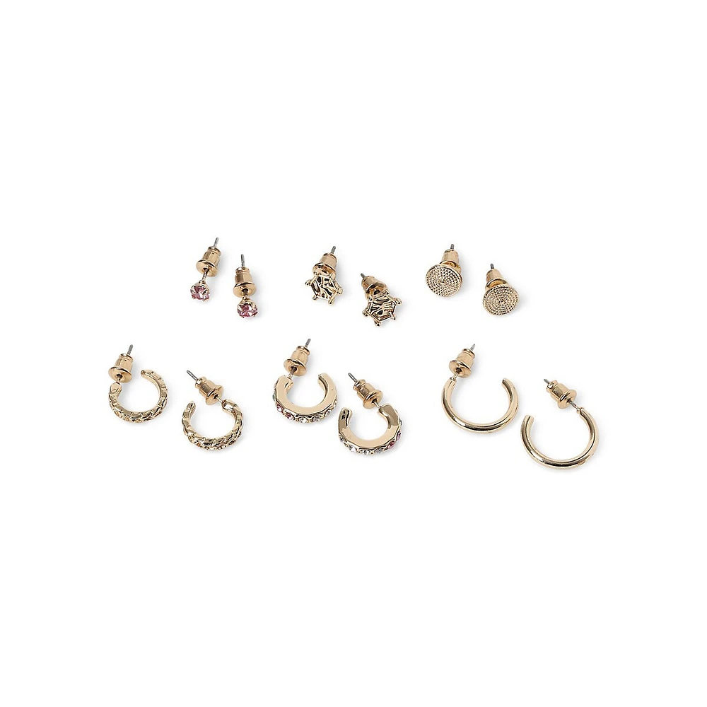 Goldtone 6-Pair Earrings Set