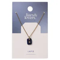 Amusant collier doré en lapis-lazuli