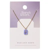 Goldtone & Ditsy Blue Lace Agate Necklace