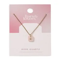 Goldtone & Rose Quartz Charm Necklace