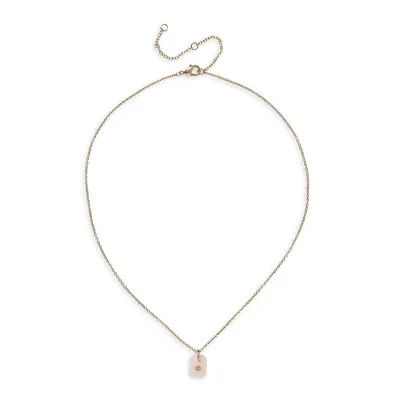 Goldtone & Rose Quartz Charm Necklace