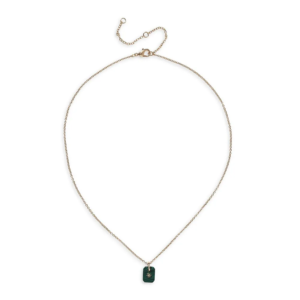 Goldtone & Ditsy Malachite Necklace