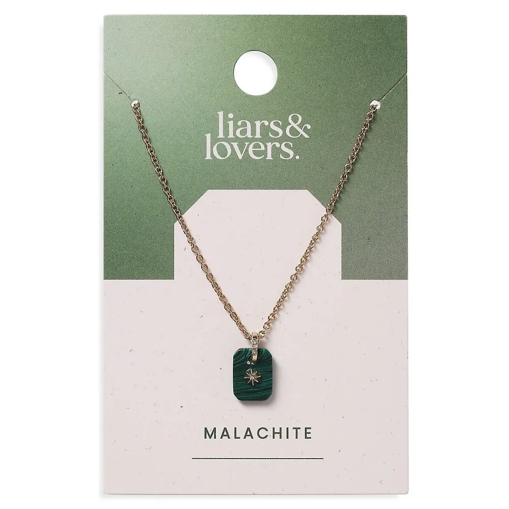 Goldtone & Ditsy Malachite Necklace