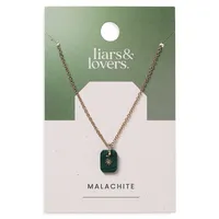 Goldtone & Ditsy Malachite Necklace