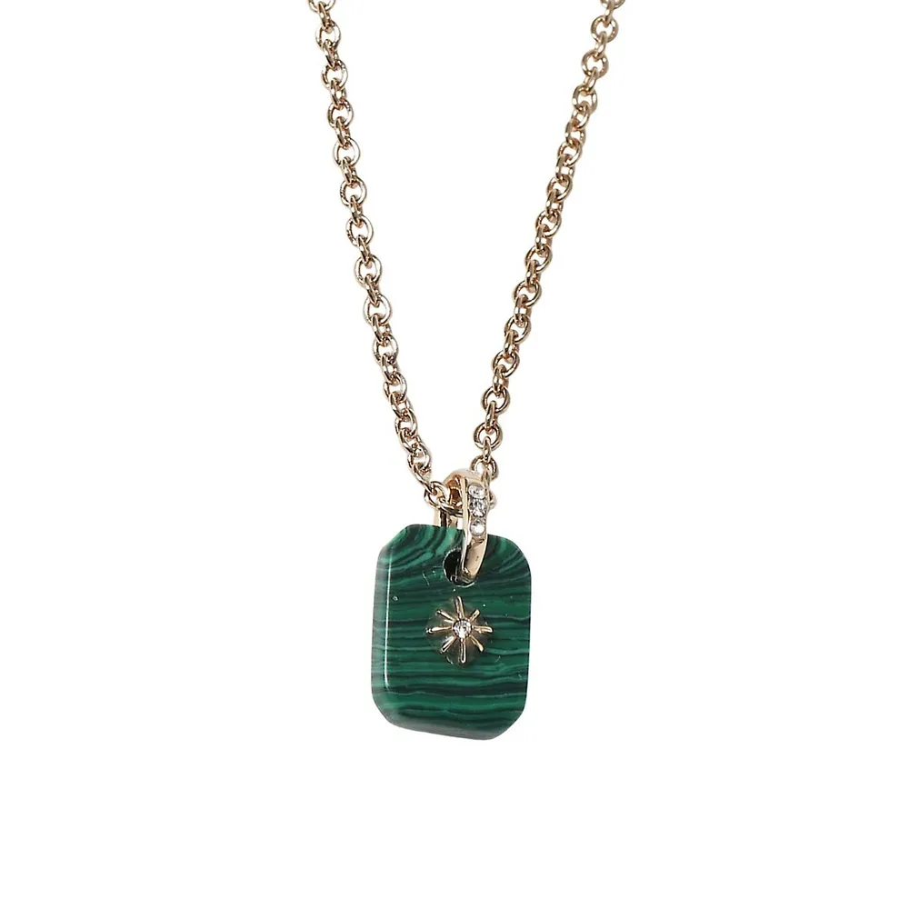 Goldtone & Ditsy Malachite Necklace