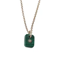 Goldtone & Ditsy Malachite Necklace