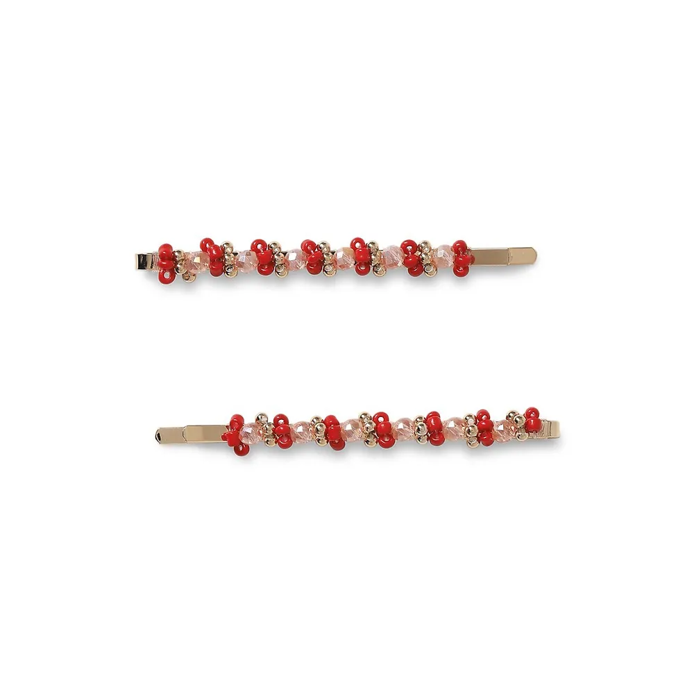 2-Pack Beaded Hair Slides Set