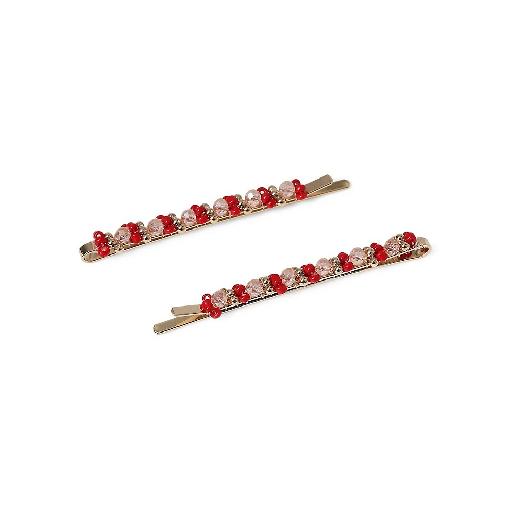 2-Pack Beaded Hair Slides Set