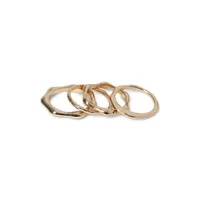 4-Piece Goldtone Mixed Molten Ring Set