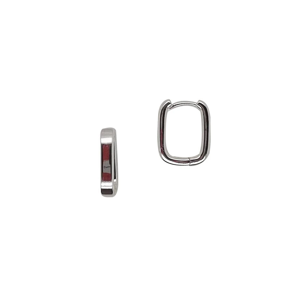 Sterling Silver Small Rectangular Hoop Earrings