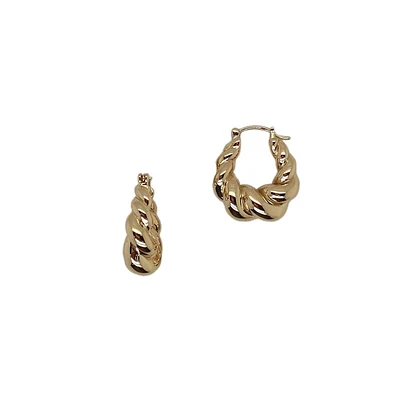 Goldtone Sterling Silver Chunky Twist Hoop Earrings