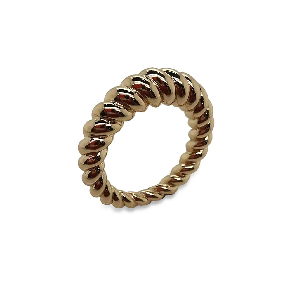 Goldtone Sterling Silver Chunky Twist Band Ring