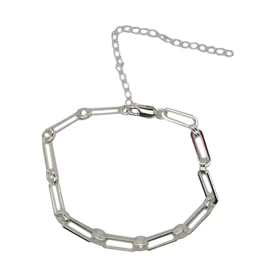 Sterling Silver Paperclip Chain Bracelet - 7-Inch