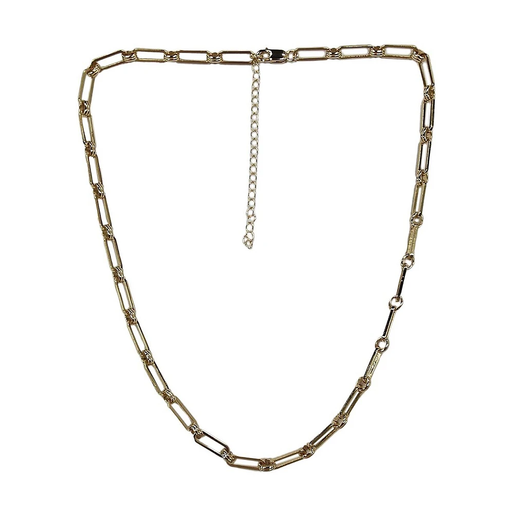 Goldtone Sterling Silver Paperclip Chain Necklace - 18-Inch