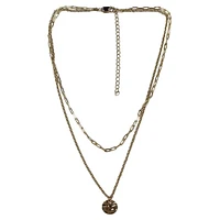 Goldtone Sterling Silver Mixed-Link Multirow Charm Necklace