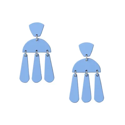 Blue Matte Chandelier Earrings