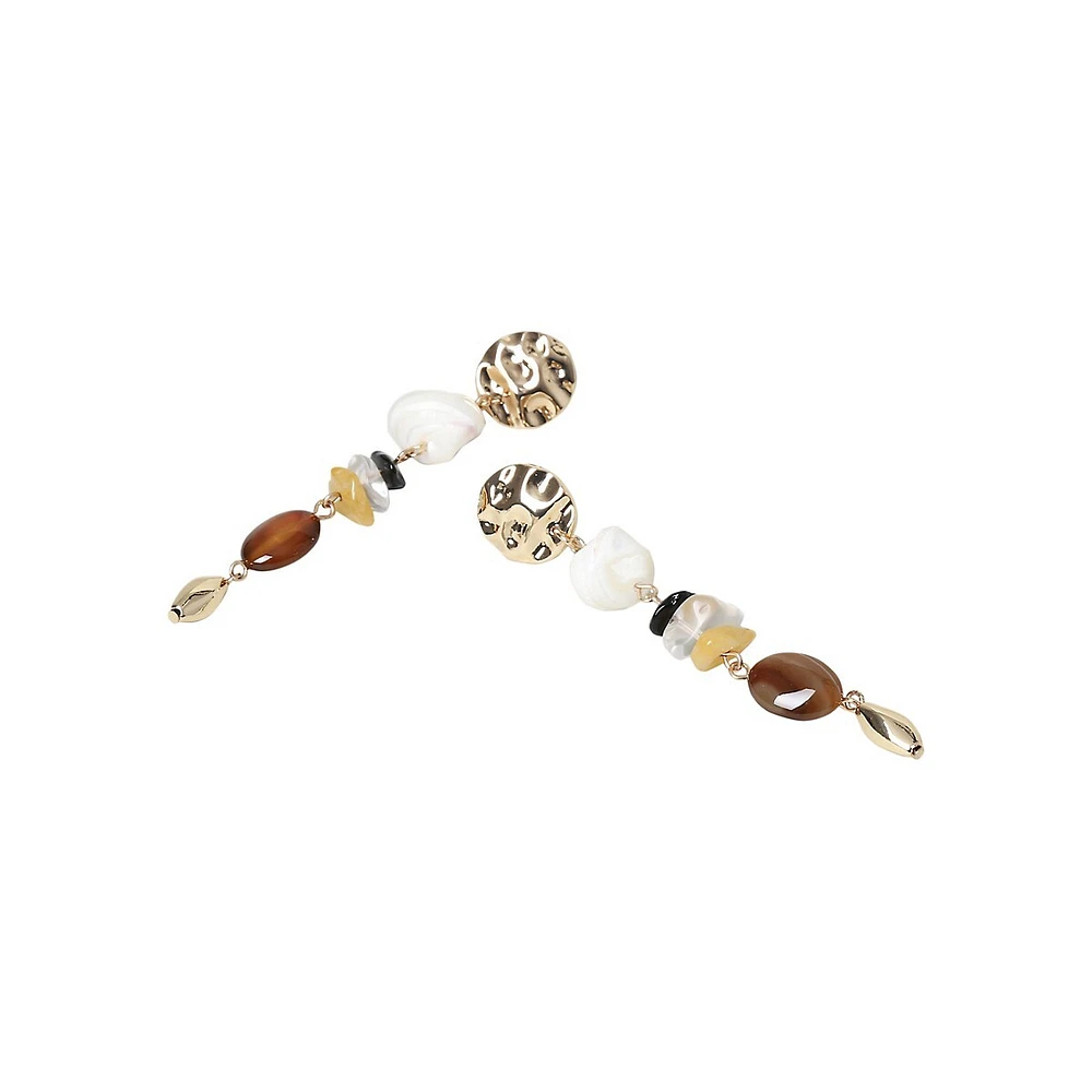 Boucles d'oreilles linéaires dorées avec pierres multiples