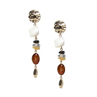 Boucles d'oreilles linéaires dorées avec pierres multiples