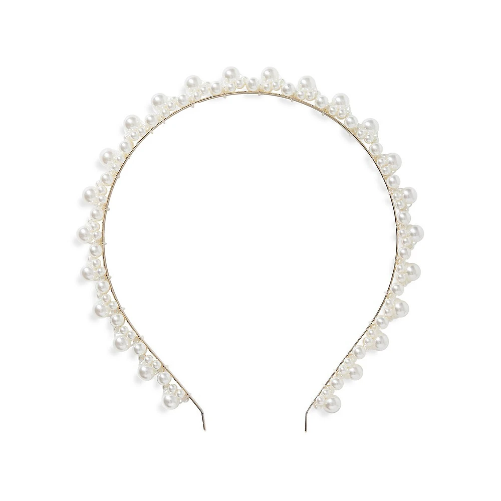 Goldtone & Faux Pearl Headband