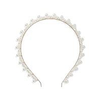 Goldtone & Faux Pearl Headband