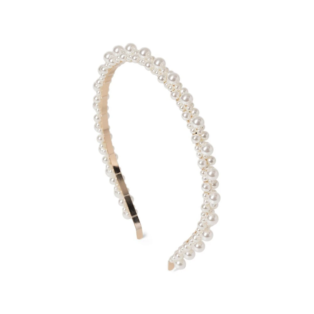 Goldtone & Faux Pearl Headband