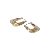 Goldtone & Glass Square Hoop Earrings