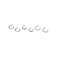 Silvertone 3-Pair Hoop Earring Set