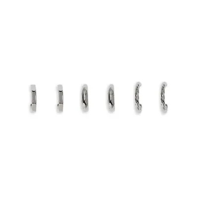 Silvertone 3-Pair Hoop Earring Set