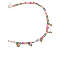 Goldtone & Bead Charm-Drop Necklace