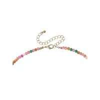 Goldtone & Bead Charm-Drop Necklace
