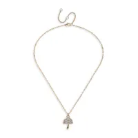 Goldtone & Glass Crystal Mushroom Pendant Necklace