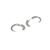 Silvertone and Pavé Front-Back Earrings