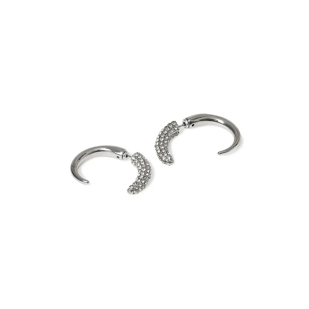 Silvertone and Pavé Front-Back Earrings