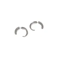 Silvertone and Pavé Front-Back Earrings