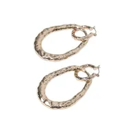 Goldtone Molten Large Double Circle Drop Earrings