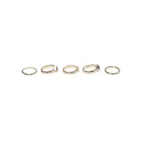 5-Piece Goldtone & Stone Ring Set