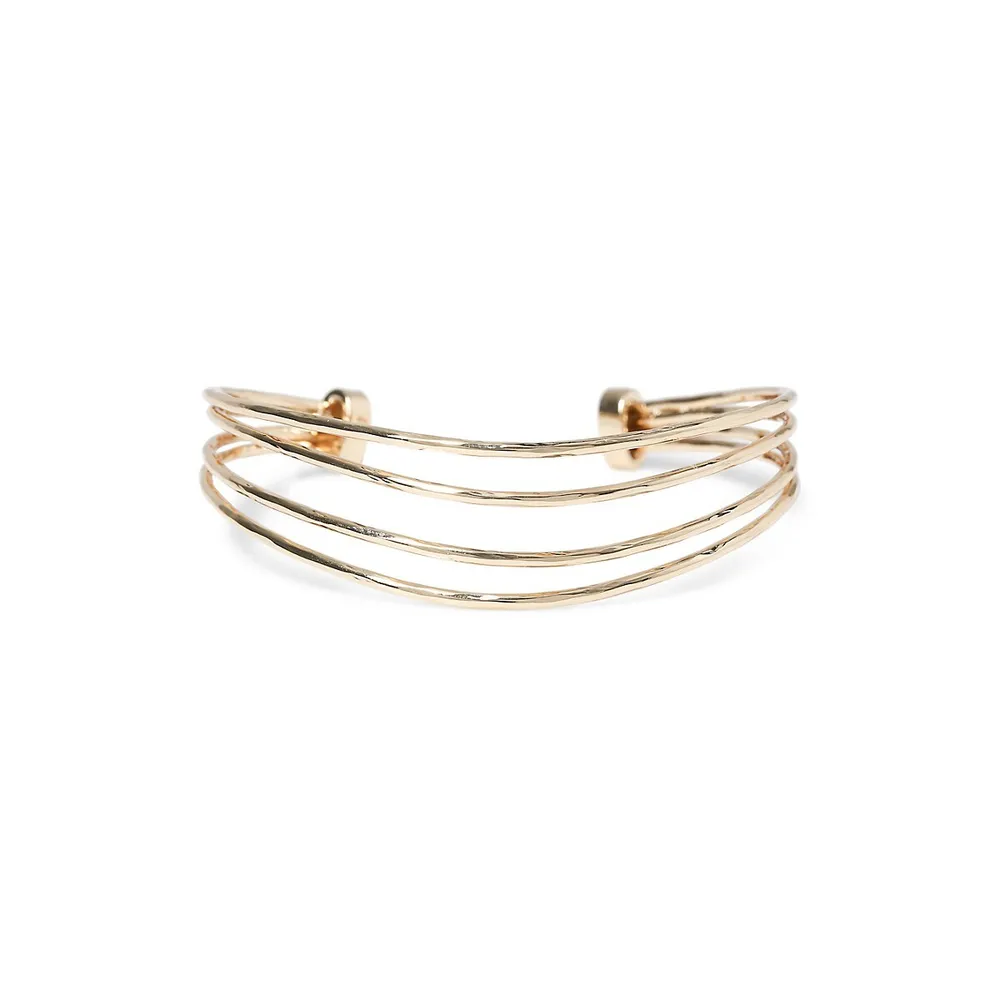 Goldtone 4-Row Textured Wire Bangle