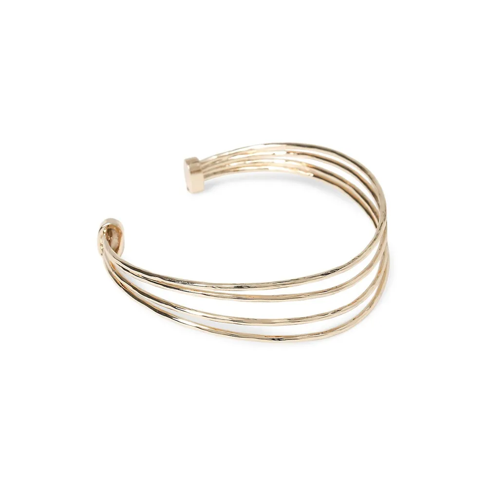 Goldtone 4-Row Textured Wire Bangle