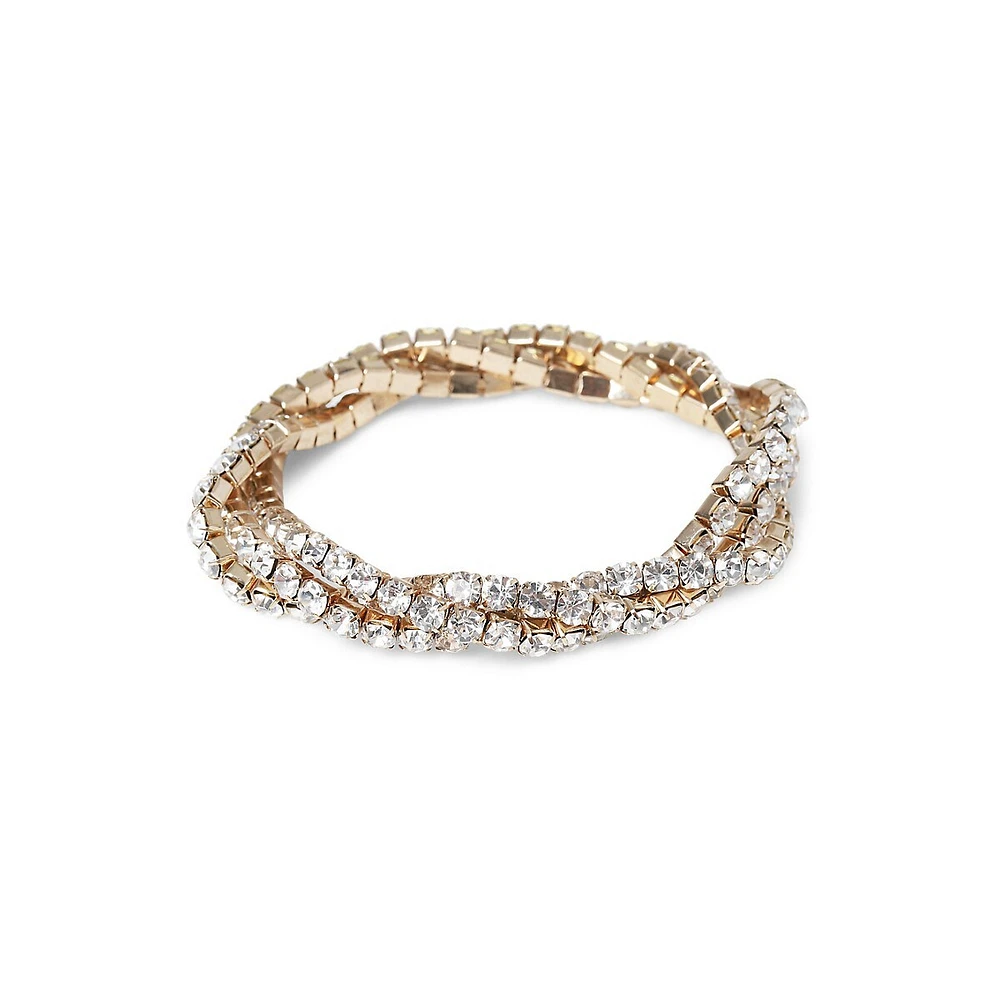 Goldtone Twist Cupchain Stretch Bracelet