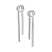 Boucles d'oreilles linéaires avec chaîne serpentine argentée et nœud