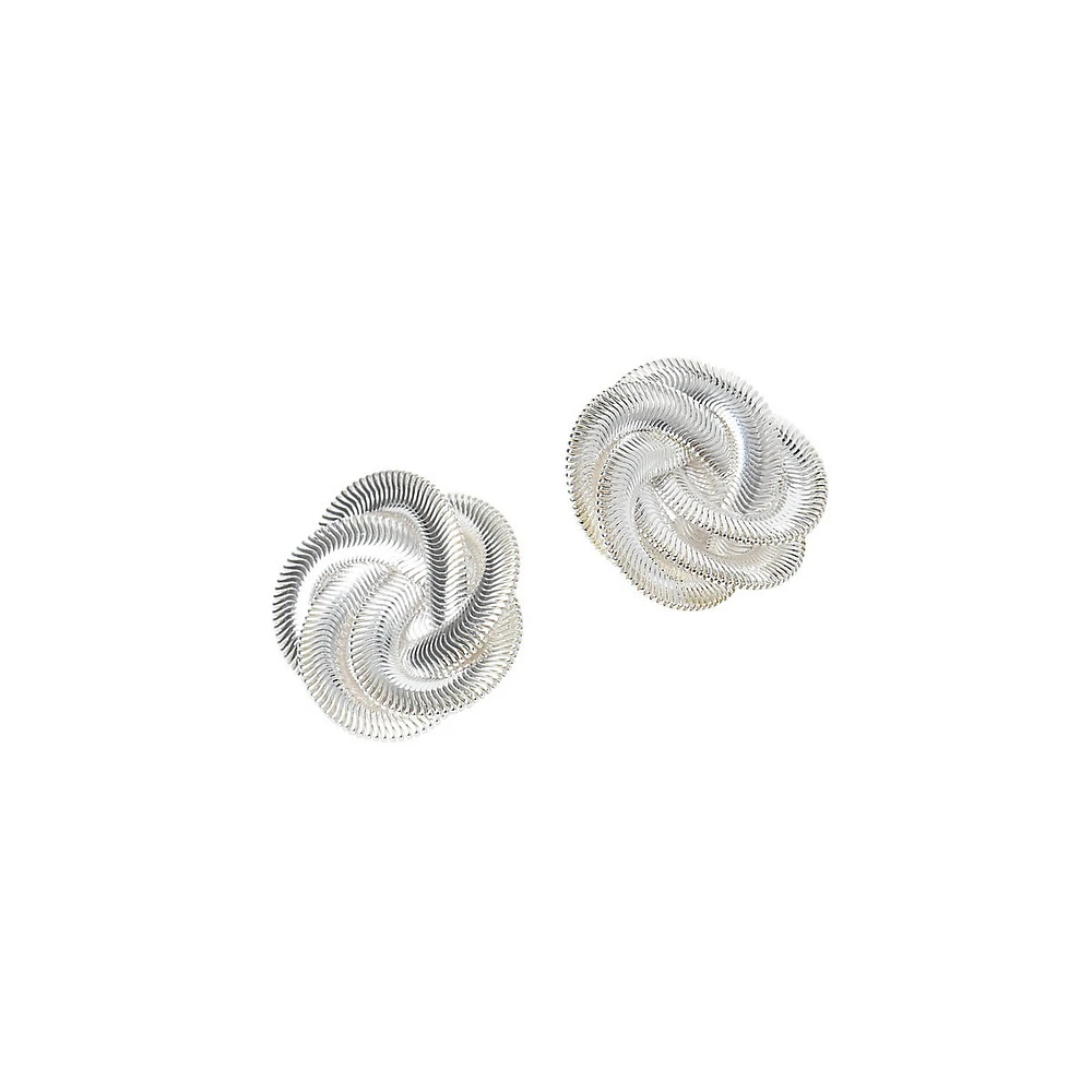 Silvertone Slinky Chain Stud Earrings
