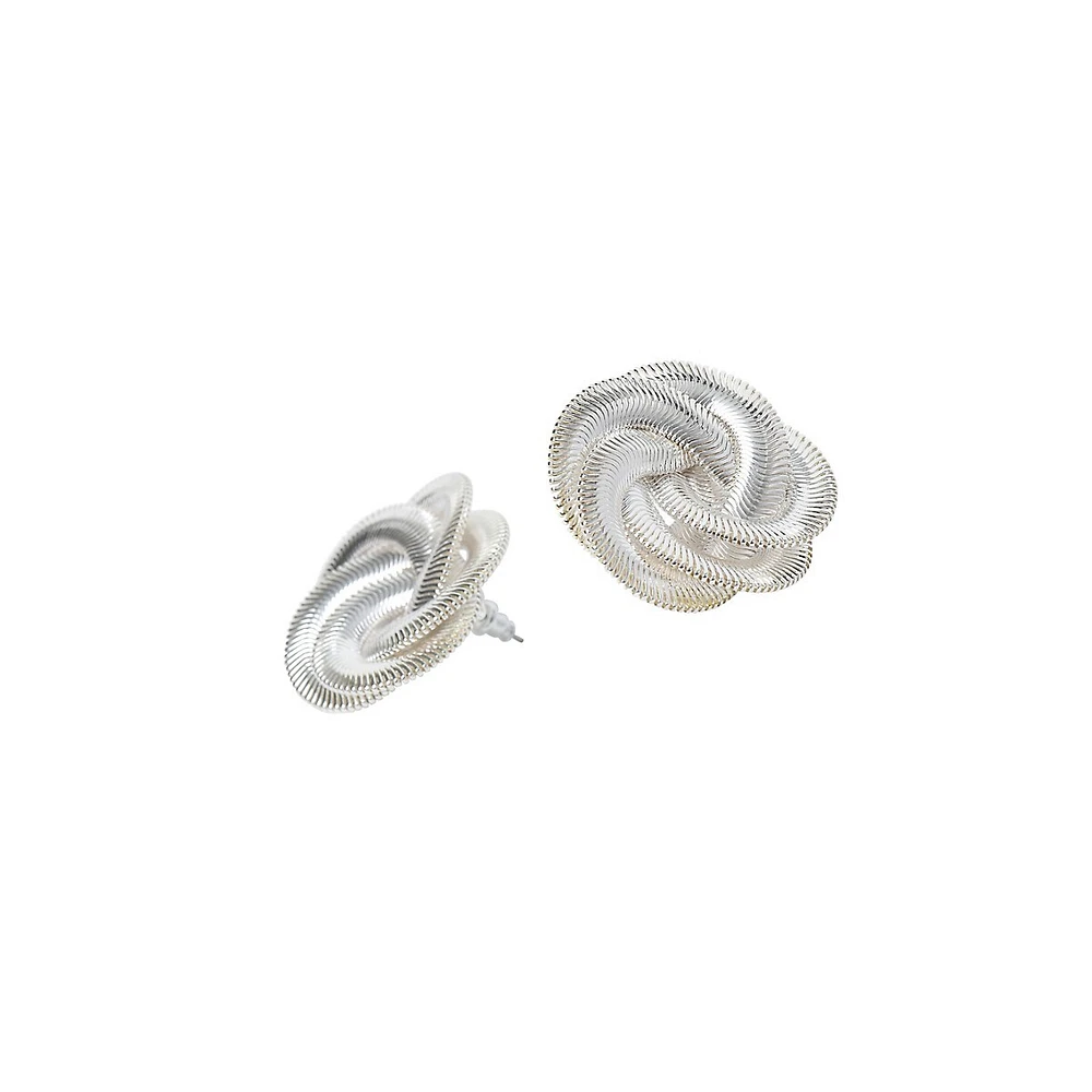 Silvertone Slinky Chain Stud Earrings