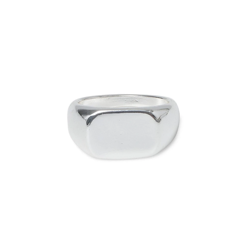 Silvertone Smooth Signet Ring