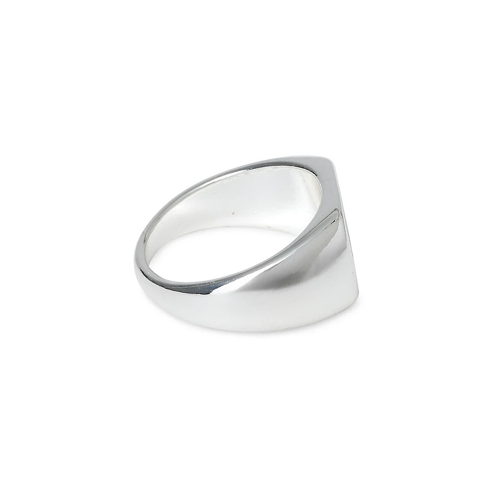 Silvertone Smooth Signet Ring