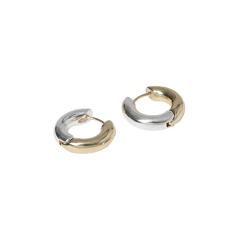 Mixed Metal Half-Hoop Huggie Earrings